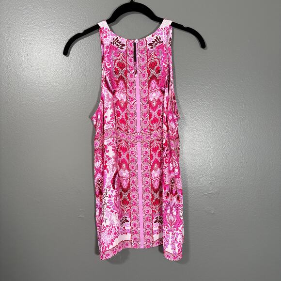 Violet + Claire Women's Bright Pink Boho Printed Tank Top - Size Small - Bold - Picture 6 of 6